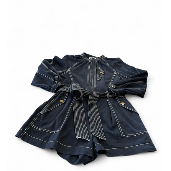 Ulla Johnson Navy Utility Tie-Belt Jacket Romper - Picture 11 of 14